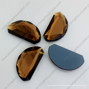 Brown Moon Shape Mirror Glass Flat Back Loose Jewelry Stones